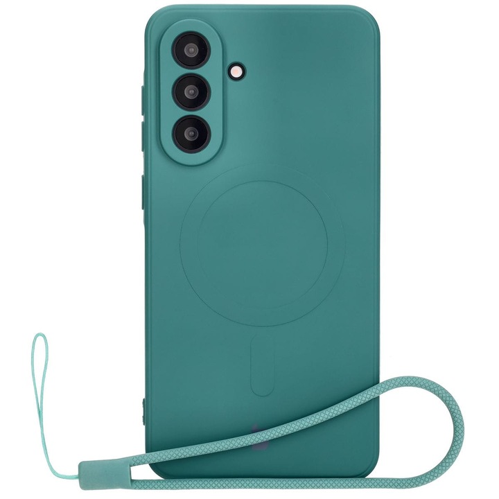 Калъф, Bizon Case Silicone Magnetic Sq, за Samsung Galaxy A56 5G, Тъмнозелено