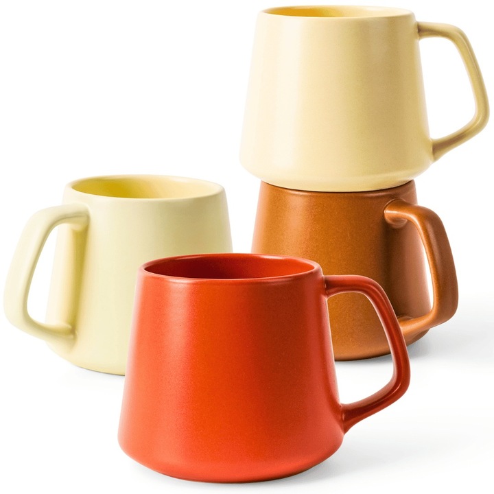 Set 4 Cani de cafea, colectia Luxe, ceramica, bej, 420 ml