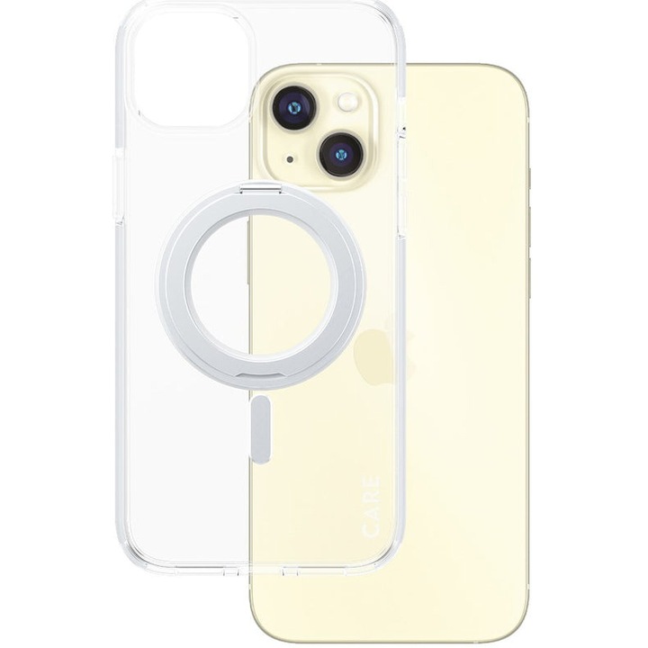 PanzerGlass Hard Care kihajtható állvány és MagSafe védőtok iPhone 15 Plushoz, átlátszó/ezüst