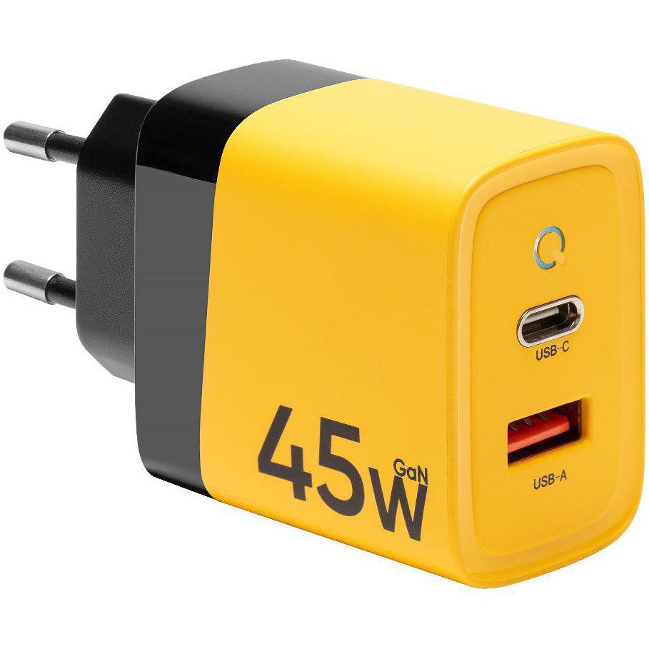 Incarcator retea Tactical Microgrid GaN USB-A, USB-C, 45W , Galben