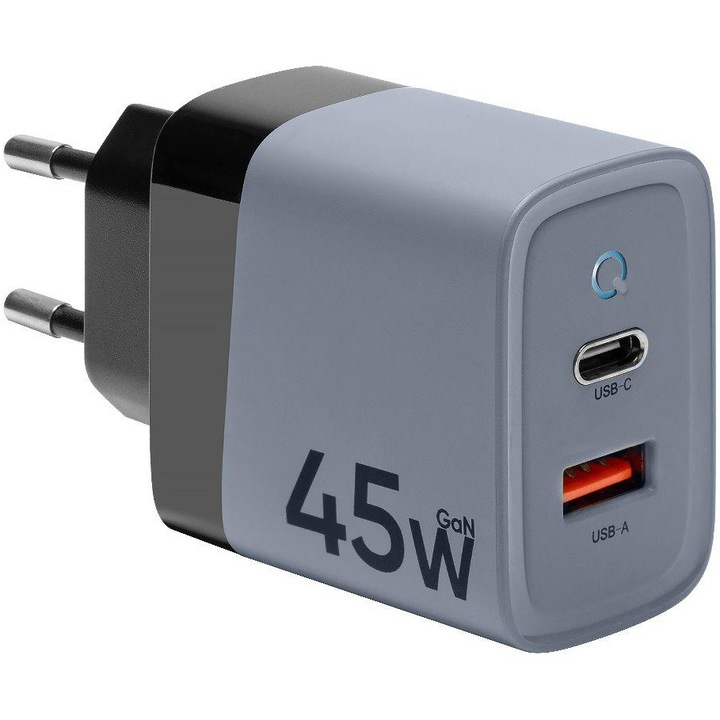 Incarcator retea Tactical Microgrid GaN USB-A, USB-C, 45W , Gri