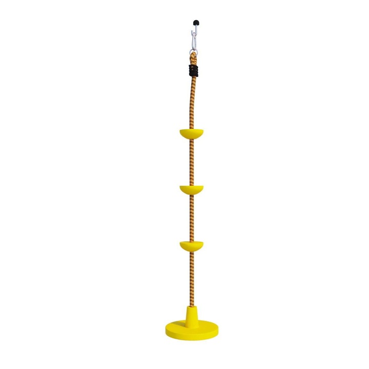 Malpiszon gyermekhinta, betétekkel, sárga, 30cm átmérő, 210cm maximális magasság
