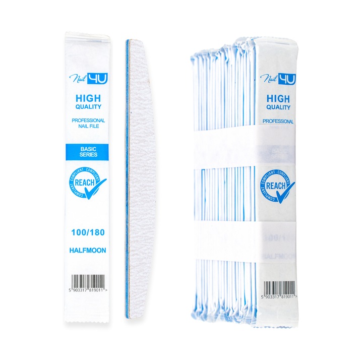 Set 25 pile de unghii NAIL4U BASIC BOAT 100/180, hartie coreeana