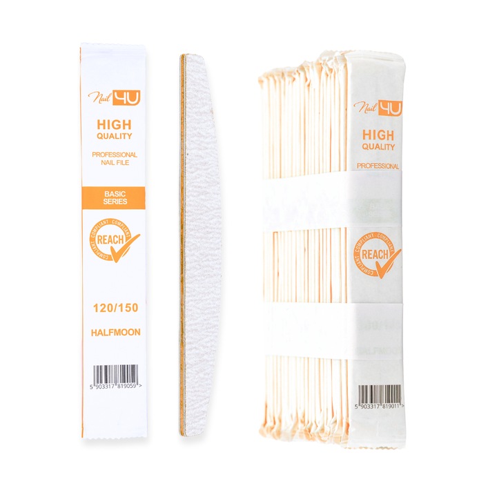 Set 25 pile de unghii NAIL4U BASIC BOAT 120/150, hartie coreeana