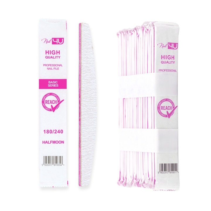 Set 25 pile de unghii NAIL4U BASIC BOAT 180/240, hartie coreeana