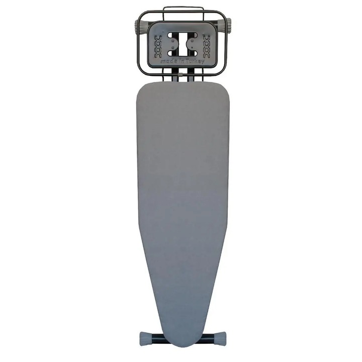 Mese de calcat ERTONE, ovala, 126x44cm, reglabila 60-90cm, material rezistent la caldura, cu suport pentru fier de calcat