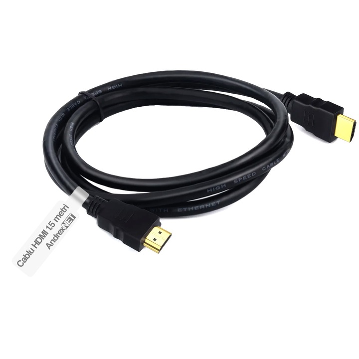 Cablu HDMI Tata - HDMI Tata, 1.5 metri, contacte aurite, negru