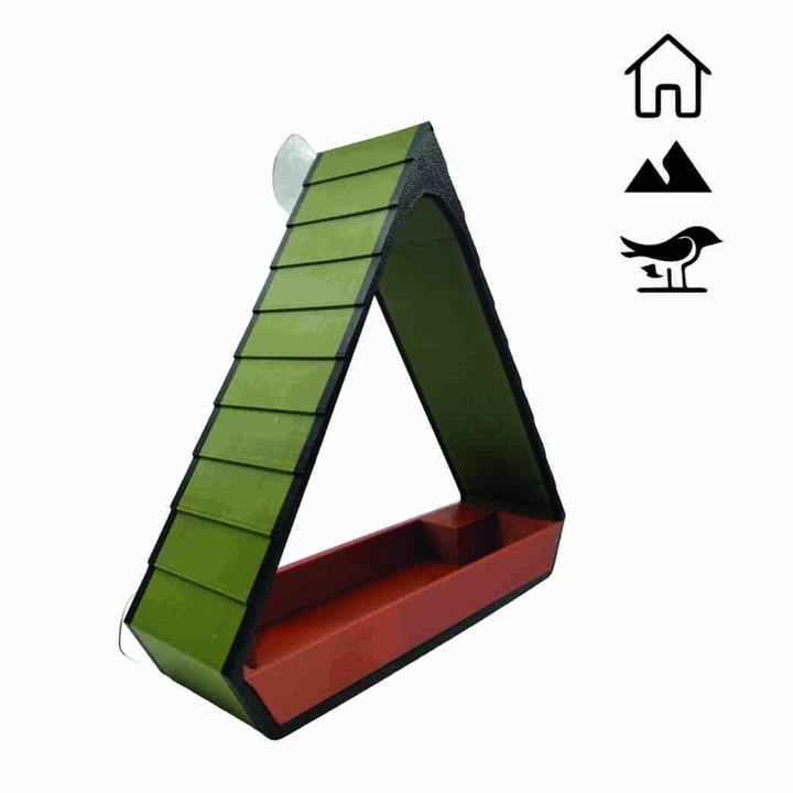 Casuta pentru pasari, de hranire, Pentru pasari, Utilizare usoara, Se lipeste de geam, Model deosebit, Multicolor 210x200