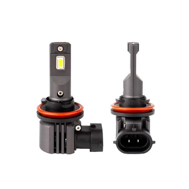 Set 2 becuri H8, H9, H11, H16, LED, 12V, 44W, 3936lm, 6500K, cu ventilator, Canbus, X4 Aviator 03765 Amio