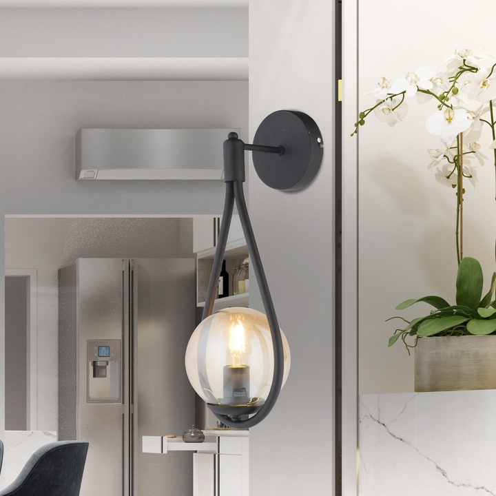 Стенна лампа HubRom, MIRZA 3539-01W-BL-01 20x40 см 1xE27-60W Черна