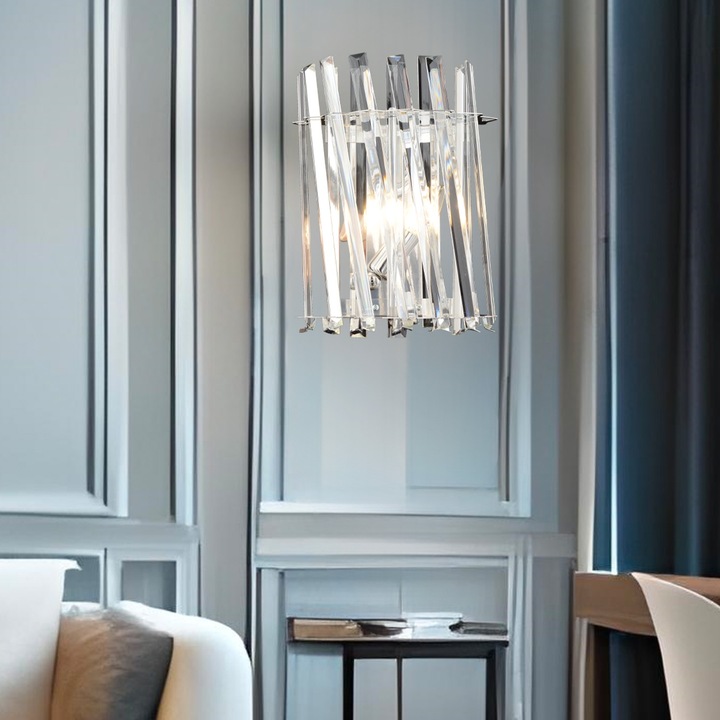 Стенна лампа Hubrom Crystal, ЧИНИЙКА 3963-02W-CH 24x30 cm 2xE14-40W Chrome