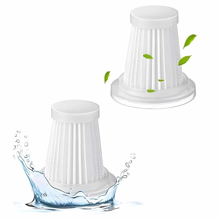 Set 2 Filtre HEPA Pentru Aspirator Auto Portabil, IMA Trend®, Lavabile Si Reutilizabile, Cu Structura Densa Antipraf, Filtrare Avansata, Montaj Rapid, Intretinere Facila, Eficienta Ridicata In Curatare Prafului Fin, Alb