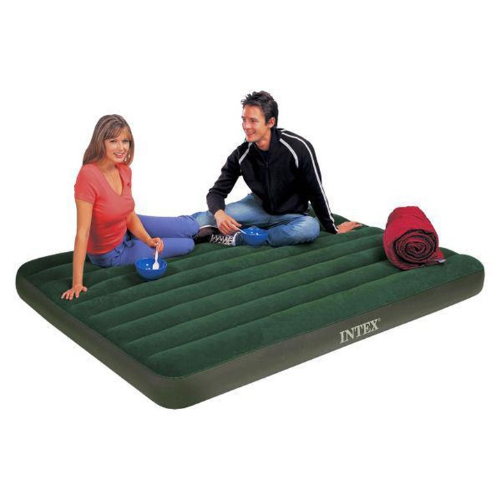 Intex Full Prestige felfújható matrac elemes pumpával, 1.37m x 1.91m x 22cm, Zöld