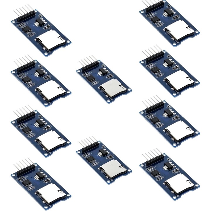 Set de 10 module pentru cardul MicroSD Arduino 10Gtek, metal, albastru