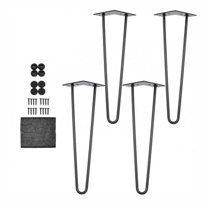 Комплект 4 мебелни крака тип фиби крака фиби матова черна стомана 71 см