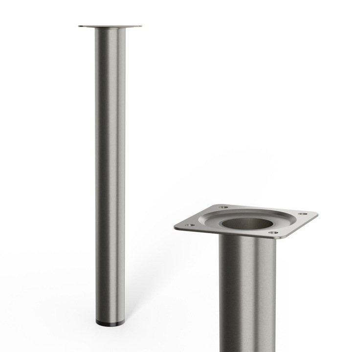 Picior mobila, Ø 30, H 300 mm, metal, argintiu satinat, periat