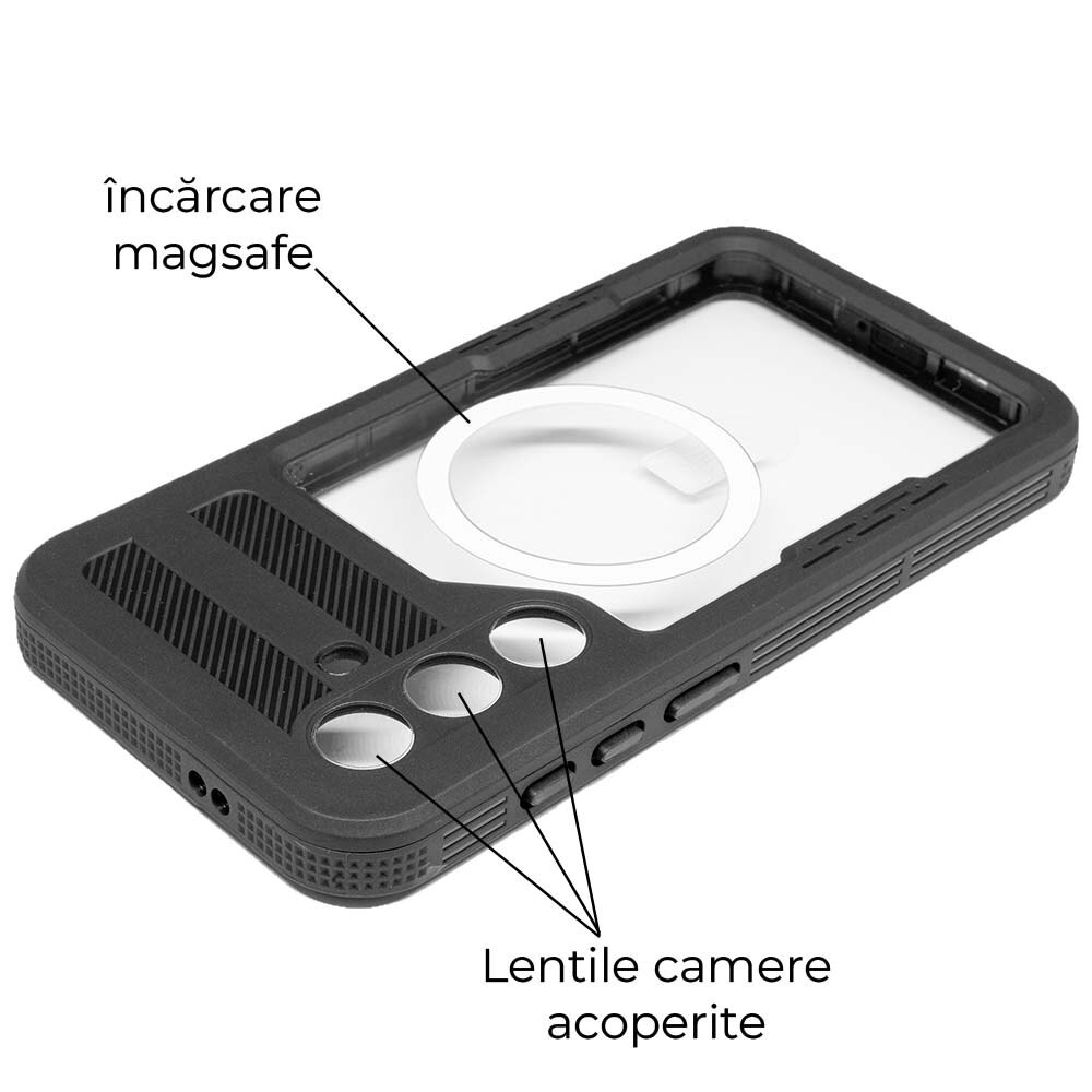 Husa SILKASE Diving pentru Samsung S25 Plus, waterproof, shock proof protectie apa, negru
