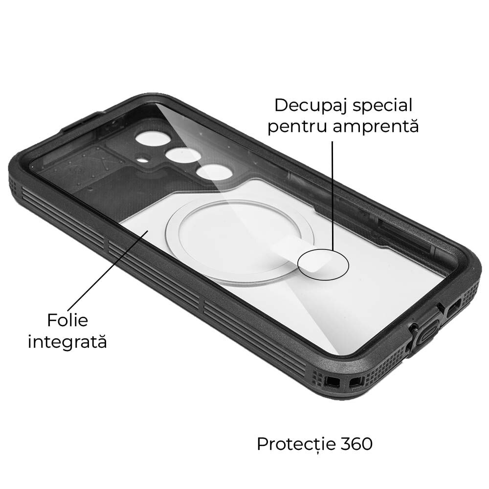 Husa SILKASE Diving pentru Samsung S25 Plus, waterproof, shock proof protectie apa, negru