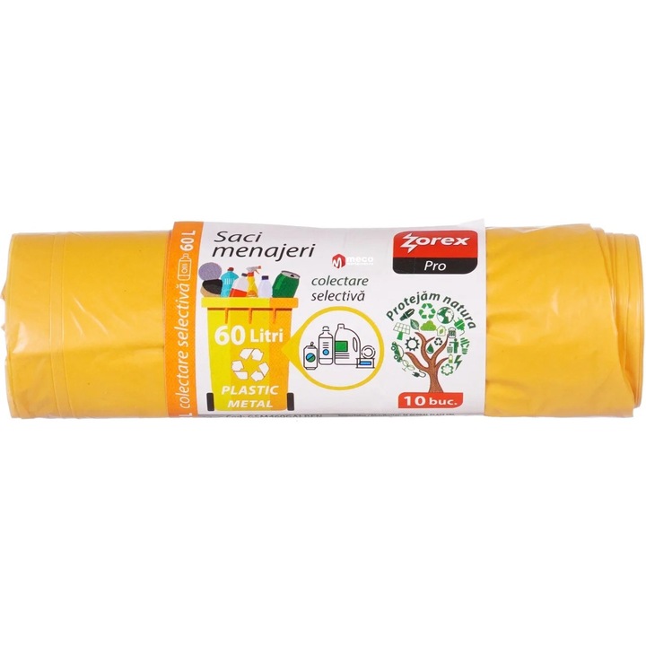 Торби за смет Зорекс 60 литра 10 броя жълти