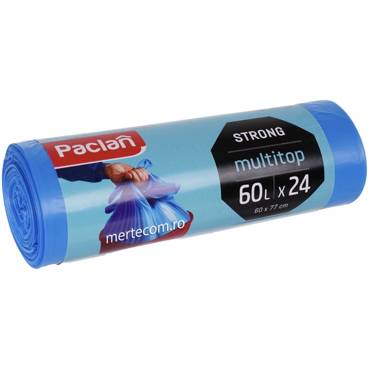 Paclan Multitop Strong 60 литра сини торби за боклук 60cmx77cm 24бр.
