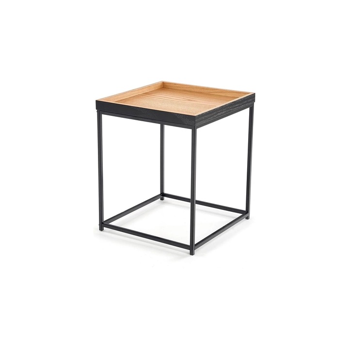 Masuta Yava, 42x42x49 cm, stejar natural/negru