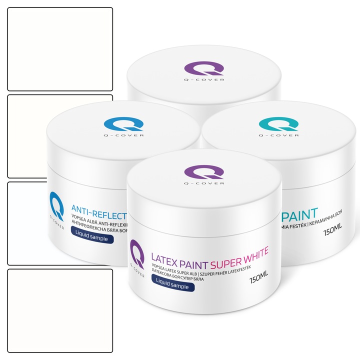 Set de esantioane de culoare, Multicolor, Vopsele albe, Mat, 4 buc., 150ml