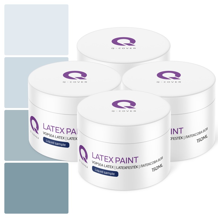 Vopsea latex, Set de esantioane de culoare, Multicolor, Nuante de gri platinat, Mat, 4 buc., 150ml