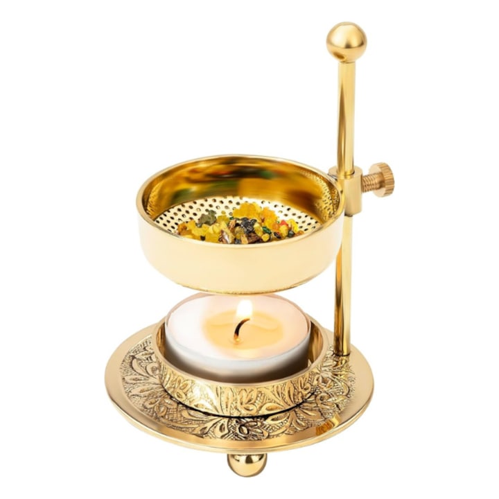 Arzator aromaterapie cu sita reglabil pe inaltime, pentru tamaie, plante aromatice, rasini