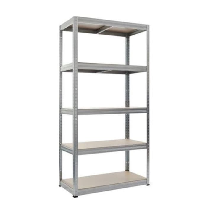 Etajera metalica 180x60x40 cm, 175 kg/polita, 5 polite MDF, montaj fara surub, prin clipsare