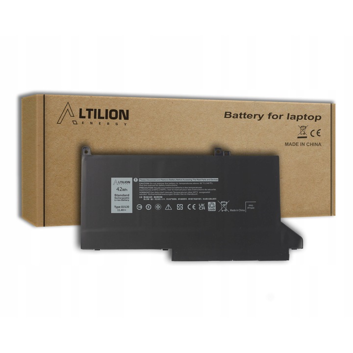 Altilion laptop akkumulátor, DJ1J0 modell, 3680 mAh, 11,4 V, 3 cella, kompatibilis a Dell Latitude 7280 7290 7380 7390 7480 7490
