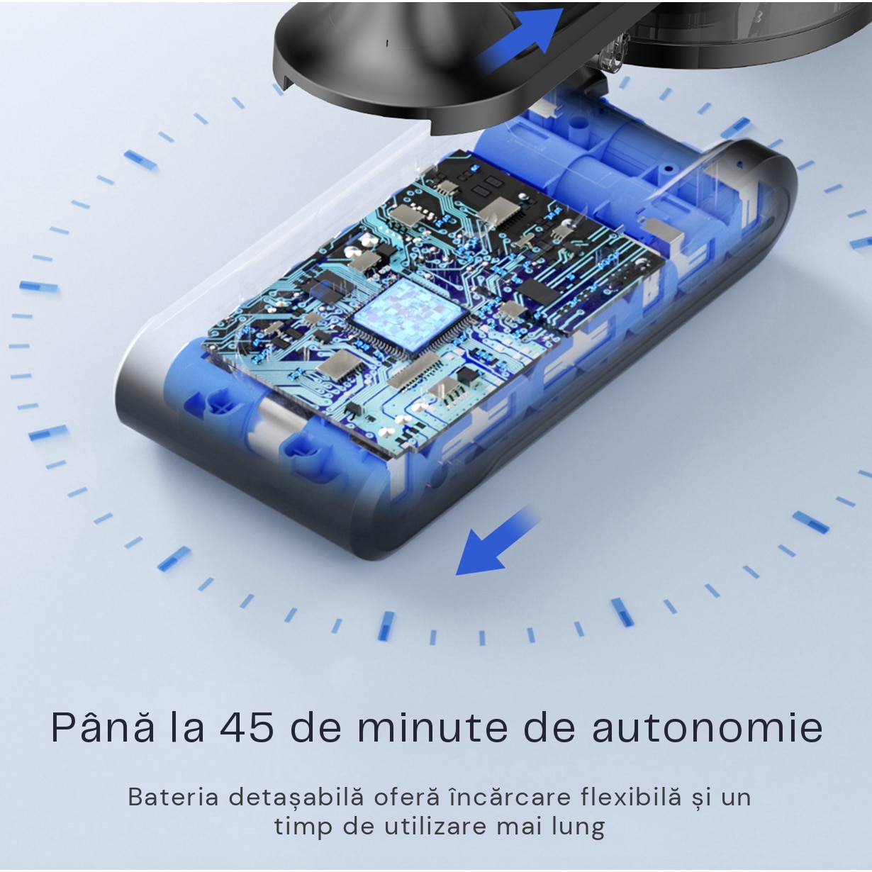 Aspirator vertical fara fir Proscenic P13, 550 W, Ecran LED digital, suport de perete cu incarcare, baterie detasabila 2500 mAh, autonomie 45 min, filtrare 99.99%, capacitate 1.2 L, perie cu iluminare LED verde, Negru