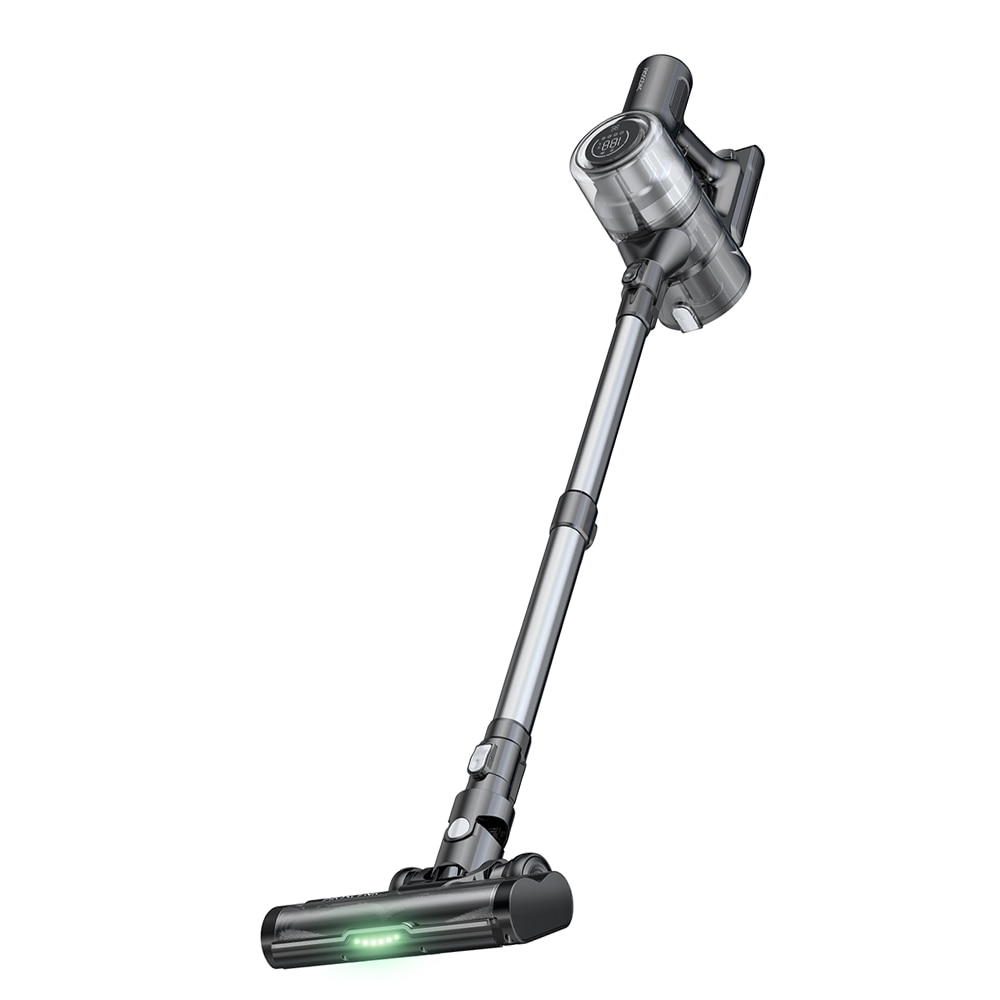 Aspirator vertical fara fir Proscenic P13, 550 W, Ecran LED digital, suport de perete cu incarcare, baterie detasabila 2500 mAh, autonomie 45 min, filtrare 99.99%, capacitate 1.2 L, perie cu iluminare LED verde, Negru