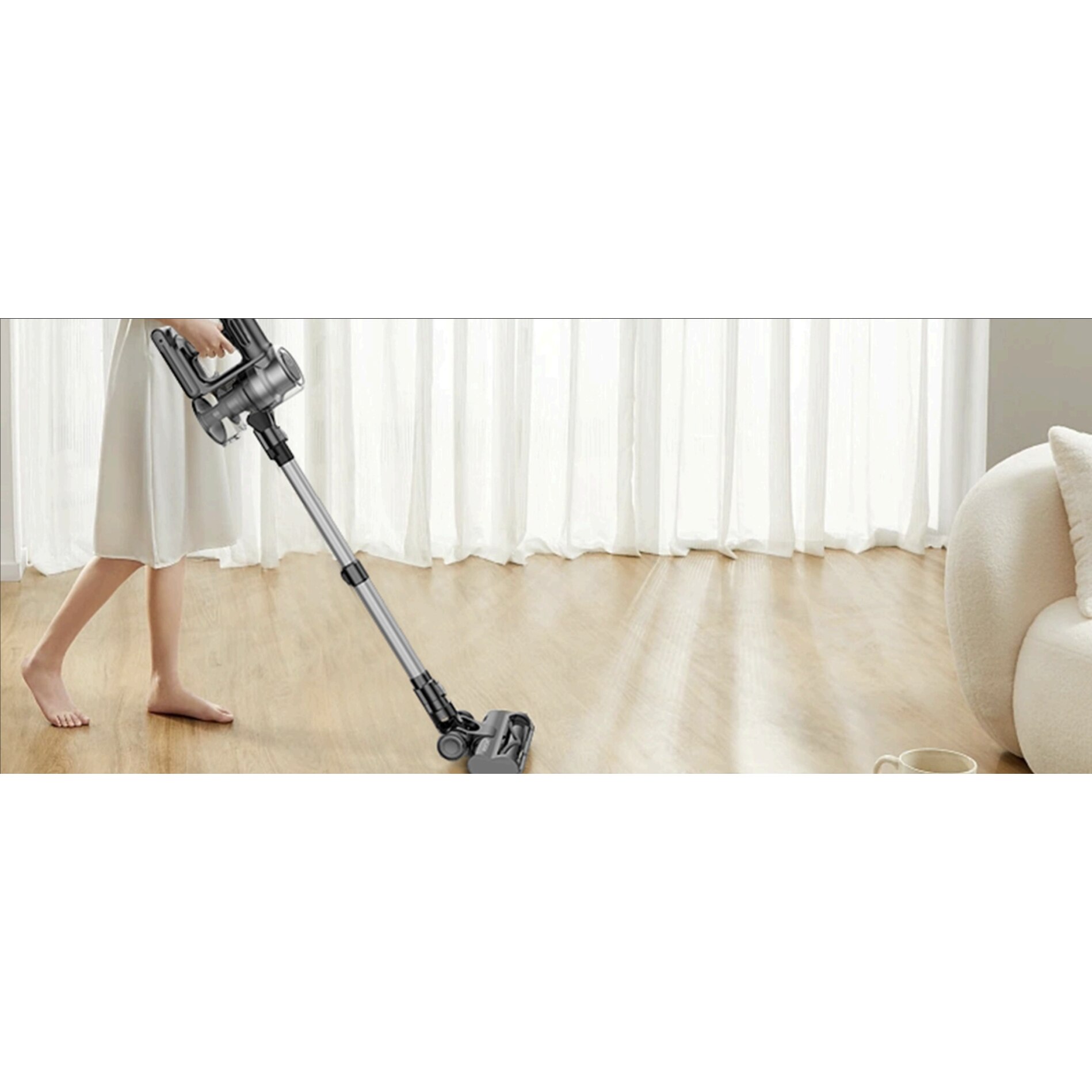 Aspirator vertical fara fir Proscenic P13, 550 W, Ecran LED digital, suport de perete cu incarcare, baterie detasabila 2500 mAh, autonomie 45 min, filtrare 99.99%, capacitate 1.2 L, perie cu iluminare LED verde, Negru