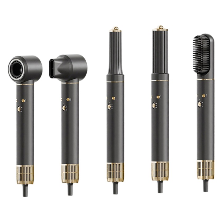 Perie electrica, Uscator de par 5 in 1, Set coafare 5 in 1, 1300W, 3 Viteze si 3 Trepte temperatura, Ondulator cu absorbtie automata, 2 Capete Ondulare, Perie Indreptare, 600 Milioane Ioni Negativi