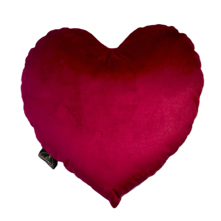 Декоративна възглавница във формата на сърце, изработена от черешово кадифе