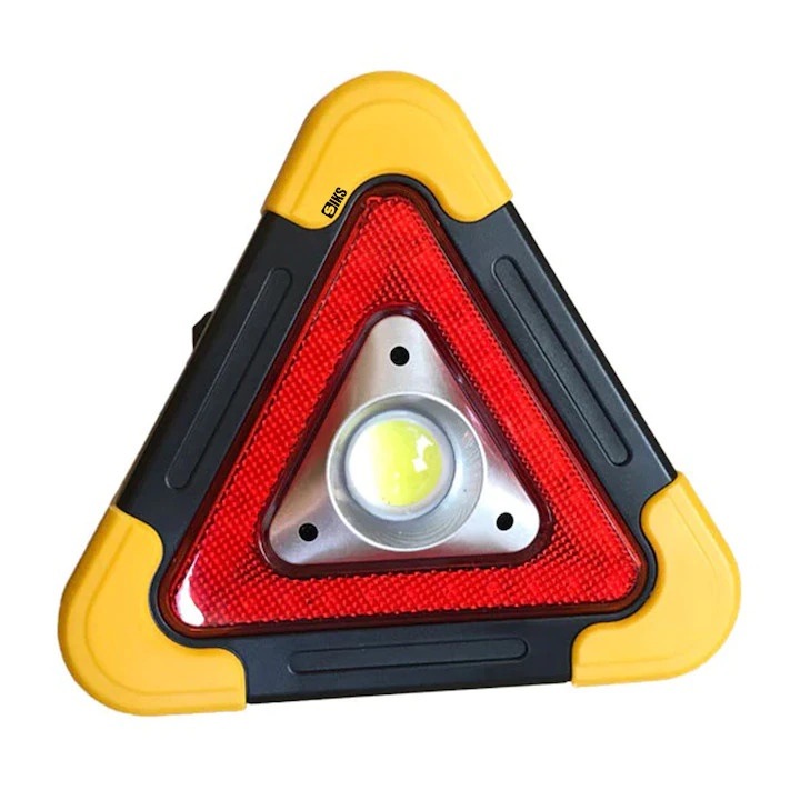 HB-6608 vészvilágítás, 500 lumen, COB, USB újratölthető Power Bank, fényvisszaverő háromszög COB LED világítás, napelemes vagy USB töltés, állítható fényerő