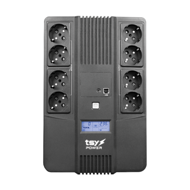 UPS TSY Power, 1000VA/600W, LCD, line interactive, 8 x Schuko TSY-D-1K0-LCD