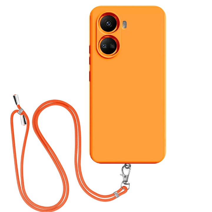 Калъф за Huawei Nova 10 с регулируема каишка, защита, комфорт, висококачествен материал, достъп до всички портове, изключително издръжлив, устойчив на удар, против надраскване, приятно усещане при докосване, неоново оранжев