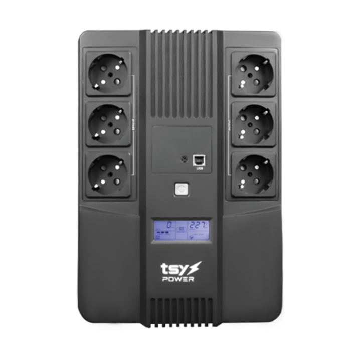 UPS TSY Power, 600VA/360W, LCD, line interactive, 6 x Schuko TSY-D-0K6-LCD