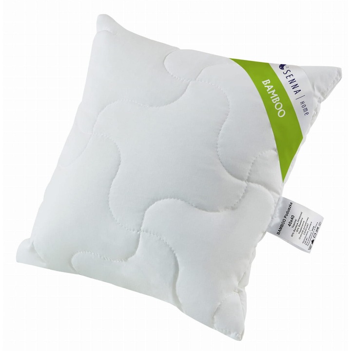 Perna BAMBOO INTER-WIDEX 40x40 cm, hipoalergenica, din fibre naturale, alba