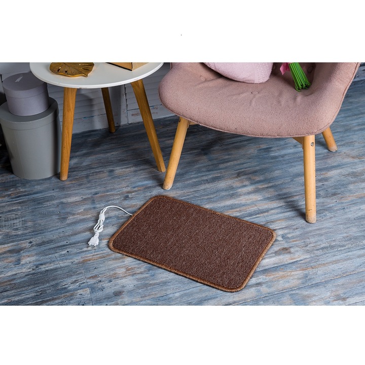 Covor incalzire infrarosu mocheta Trio 50cm x 34cm 40 W, culoare Maro, Termostat incorporat