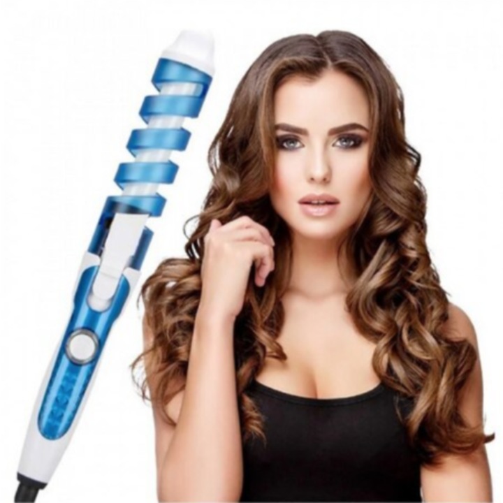 Ondulator Electric Ceramic Nova, Pentru Bucle, Usor De Folosit, Putere 35W, Culoare Albastru/Alb, hozro