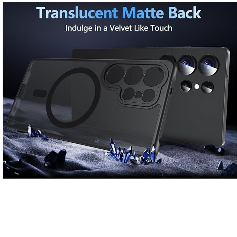 Husa Full Matte MagCover compatibila cu Samsung Galaxy S26 Ultra, Compatibila cu incarcarea wireless MagSafe, Fumuriu/Negru