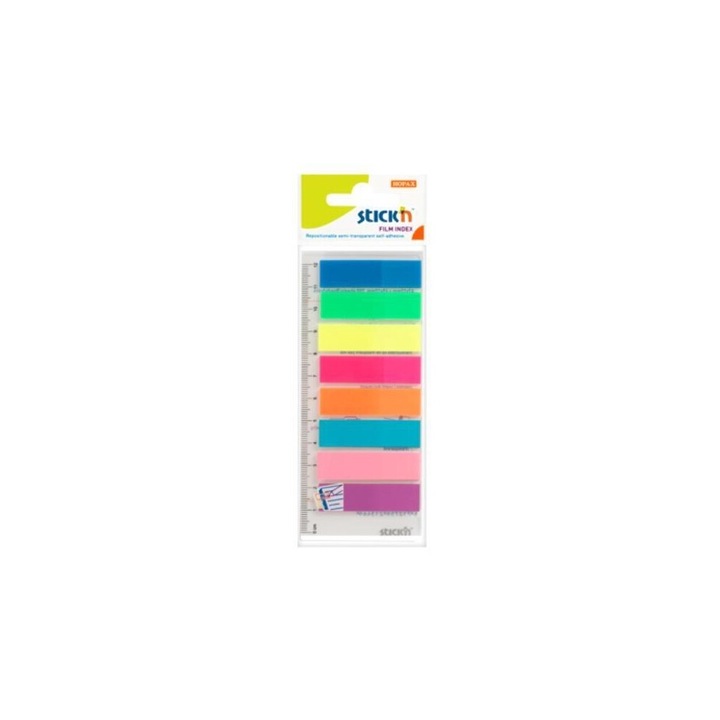 Set de 8 semne de carte neon Stickn, 4,5x1,2cm, multicolor