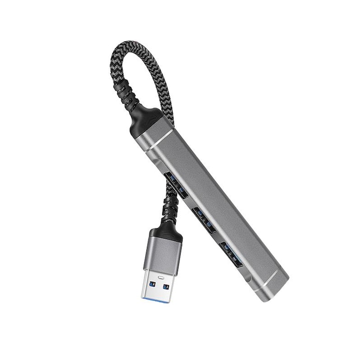 Hub USB 4-porturi KOOPAO, transfer date 5Gbps, design ultra-subtire, compatibil cu laptopuri si PC-uri