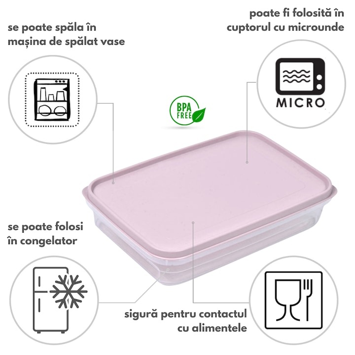 Caserola pentru prajituri si alimente, Cu inchidere etansa, fara BPA ...