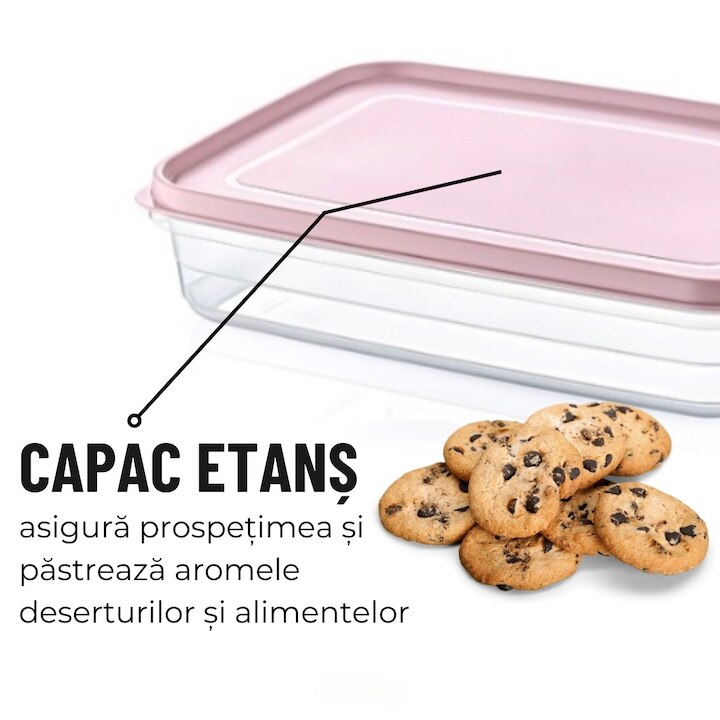 Caserola pentru prajituri si alimente, Cu inchidere etansa, fara BPA ...
