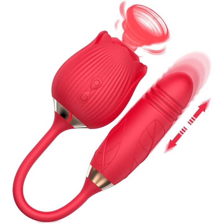 Generic női vibrátor, 9 rezgésmód, piros, szilikon