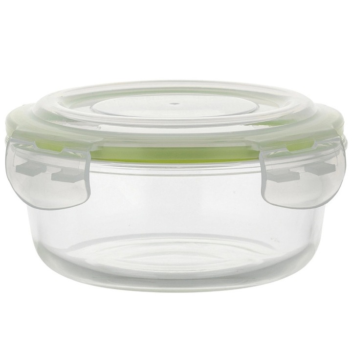Recipient de sticla 620 ml pentru alimente Alimente Florina Frigo Cutie cu capac Lunch Box Lunchbox rotund ermetic