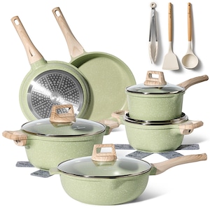 Set De Oale Inductie JUST PERFECTO - 14 Piese - Set Gatit Cu Capac Din Silicon - Set De Oale Si Cratite Granit - Easy Cook and Clean - Cu Accesorii JL-787